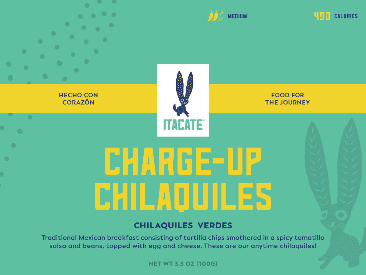 
                  
                    Itacate Chilaquiles packaging with green background and yellow text
                  
                