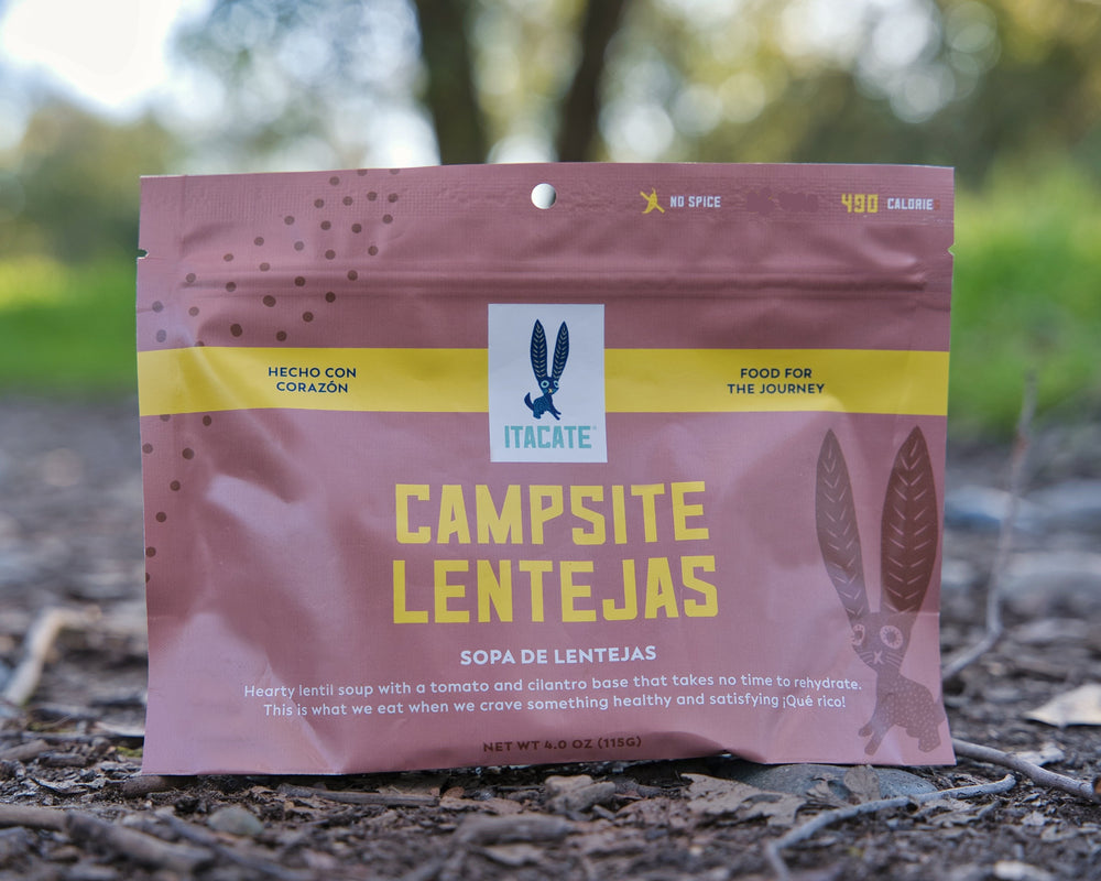 Brown package of Itacate Campsite Lentejas on a outdoor background
