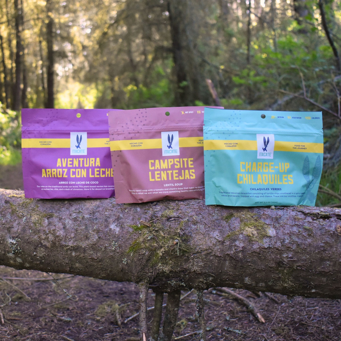 
                  
                    3 meal bundle on a horizontal log on a trail
                  
                